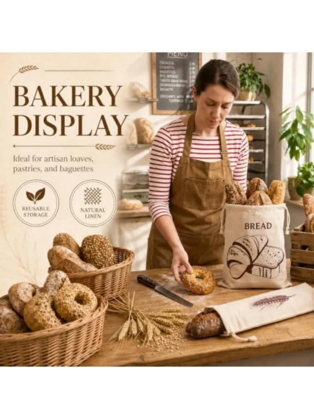 20 Pcs Linen Bread Bags for Sourdough Storage & Freshness - Eco-Friendly Bulk